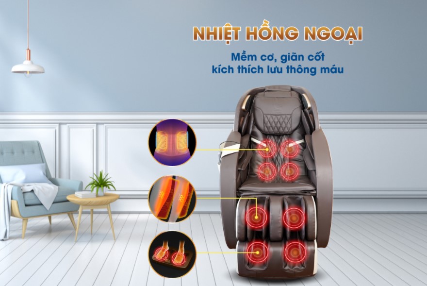 Nhiều loại ghế cao cấp được tích hợp tính năng massage nhiệt hồng ngoại